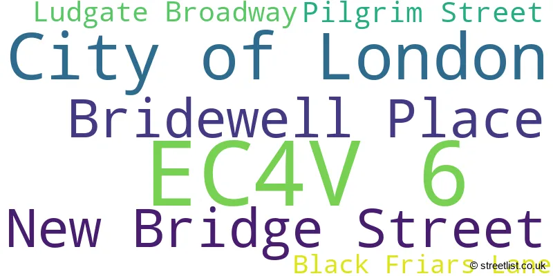 A word cloud for the EC4V 6 postcode
